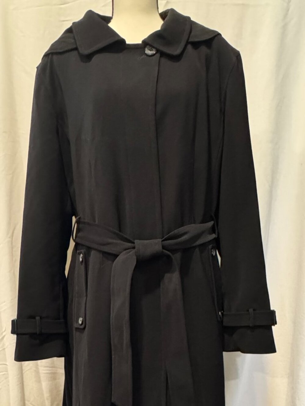 Gallery New York Black Full-Length Trench Coat, Size 3X